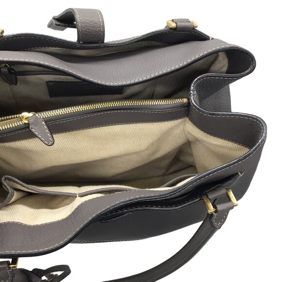 LORO PIANA GREY LARGE PEBBLED LEATHER HANDBAG - Picture 7 of 12